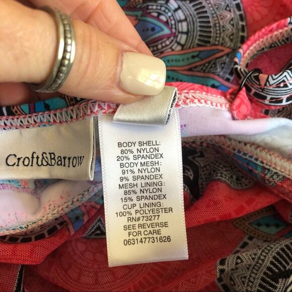 Swim Tankini Top Wrap Sheer Boho Feather Woman’s Size 6 - Picture 6 of 6